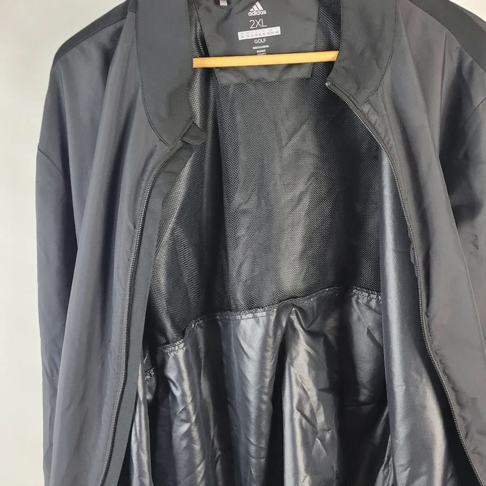 Adidas Golf Mens Black Zip Front Windbreaker Activewear Lightweight Jacket S 2XL - Picture 8 of 13